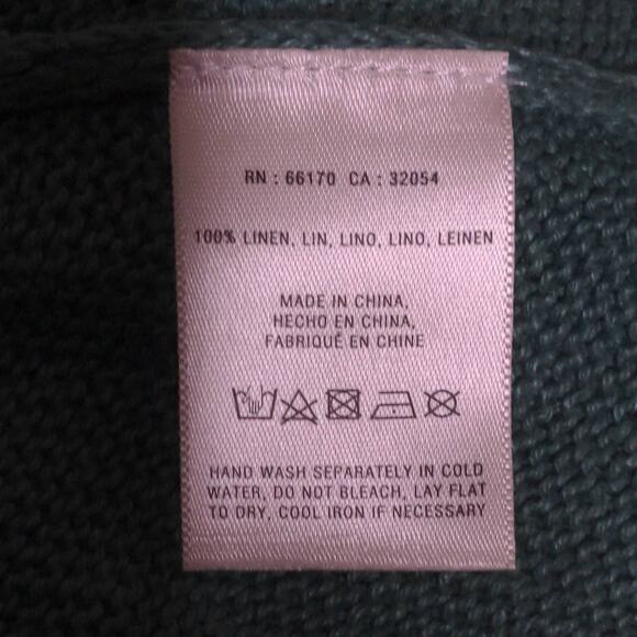 Angel Of The North Womens Cardigan Sweater Green Linen 3/4 Sleeve Petite MP - Picture 7 of 9